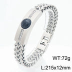 Classic Men's Bracelet With Tiger Eye Stone 12MM Width Gold Color Stainless Steel Link Chain Bracelets for Man Jewelry