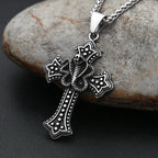 Vintage Stainless Steel Snake Necklaces For Men Women Gothic Hip Hop Cross Pendant Fashion Personality Biker Jewelry