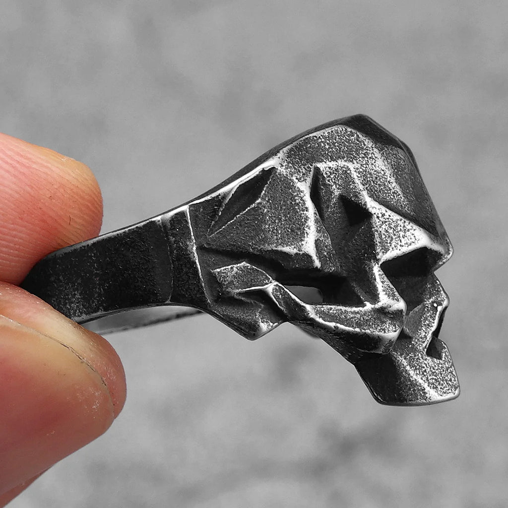 Geometric Skull Ring — Stainless Steel