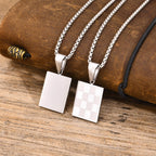 Vnox Geometric Pendant Necklaces For Boys,Stainless Steel Simple Square Dog Tag Men Necklaces,Retro Collar Jewelry Gift
