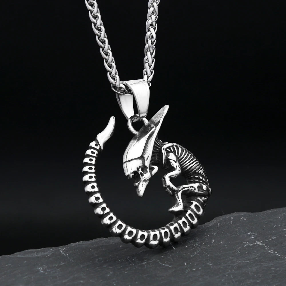 Alien Skull Pendant — Stainless Steel