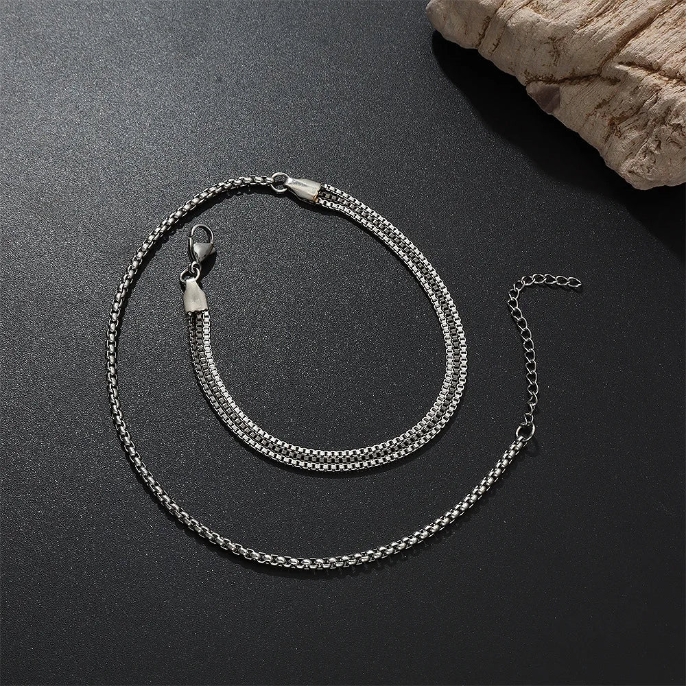 Box Chain Bracelet Set — Stainless Steel