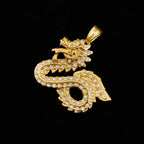 Dragon Rhinestone Pendant Necklace — Stainless Steel