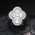 TUHE Unisex Silver Cross Ring Moissanite Stone Iced Out Couple Rings for Women Men Hip Hop Gifts