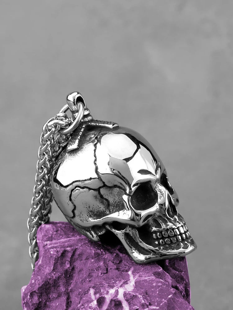 Neo-Gothic Skull Pendant Necklace — Stainless Steel