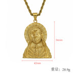 Gold Jesus Christ Face Pendant Necklace for Men — Stainless Steel