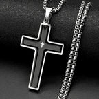 Christian Two-Tone Double Rotatable Cross Stainless Steel Jesus Amulet Pendant Necklace for Women Men Gold Color Chain
