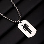 New Fashion Skew Head Tag Stainless Steel Pendant Necklaces for Men Women Wholesale Hip Hop Jewelry