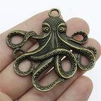 Large Octopus Pendant Charm — Silver-Tone, 59mm