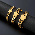 316 Stainless Steel Plated 18k Gold Fashion 8.10.12mm Encrypted Cuban Chain Rap Hip Hop Men Women Bracelet Necklace Accessories