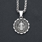 Cross Saint Benedict Steel Pendant Vintage Catholic