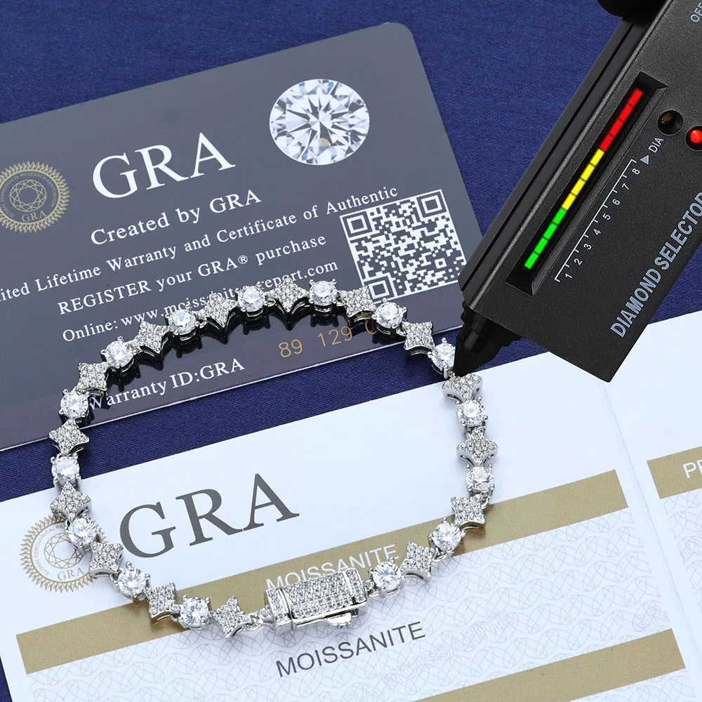 925 Silver VVS Moissanite Star Tennis Chain