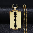 Blade Gold Long Pendant Necklace — Stainless Steel