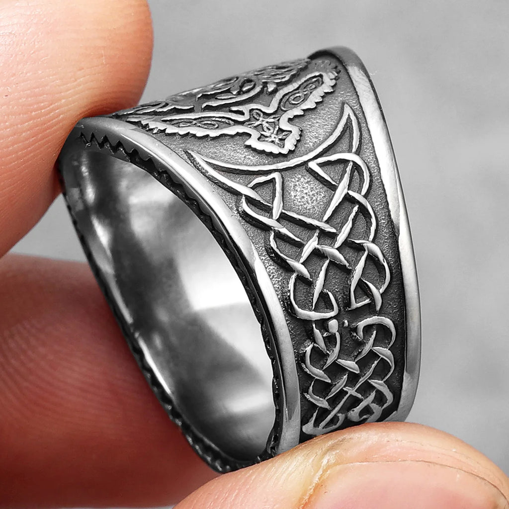 Viking Tree of Life Vegvisir Ring — Stainless Steel