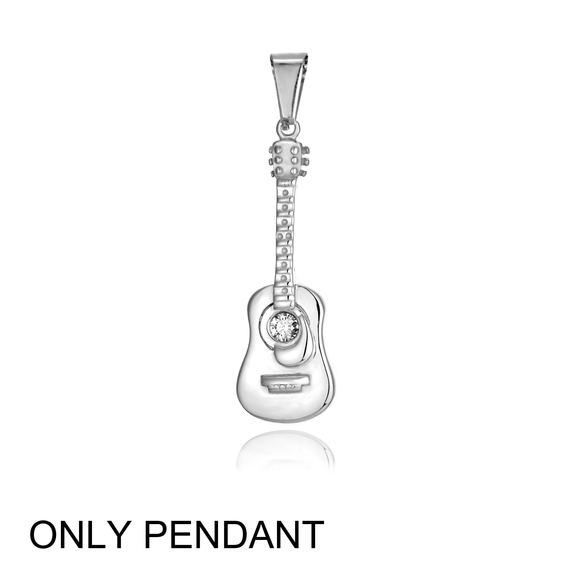 Guitar Stainless Steel Pendant Necklace