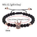 DOUVEI 6mm Pave Zircon Crown Weaving Bracelet Charm Men Black Matte Bracelets For Women Dropshipping ABL007