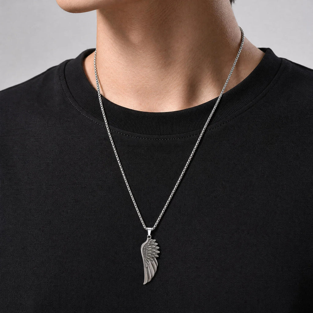 Retro Angel Wings Pendant Necklace — Stainless Steel