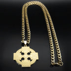 Celtic Cross Gold Pendant Necklace — Stainless Steel