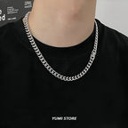 Hip Hop Buckle Cuban Necklace For Man Woman Non Fading Titanium Steel Clavicle Chain Streetwear New Couple Grunge Jewelry Gift