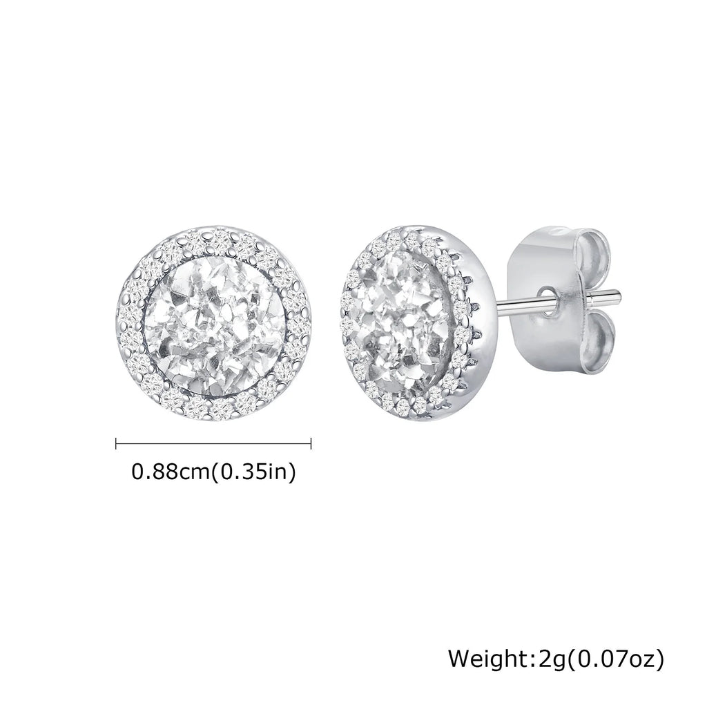 Zircon Stud Earrings — Stainless Steel