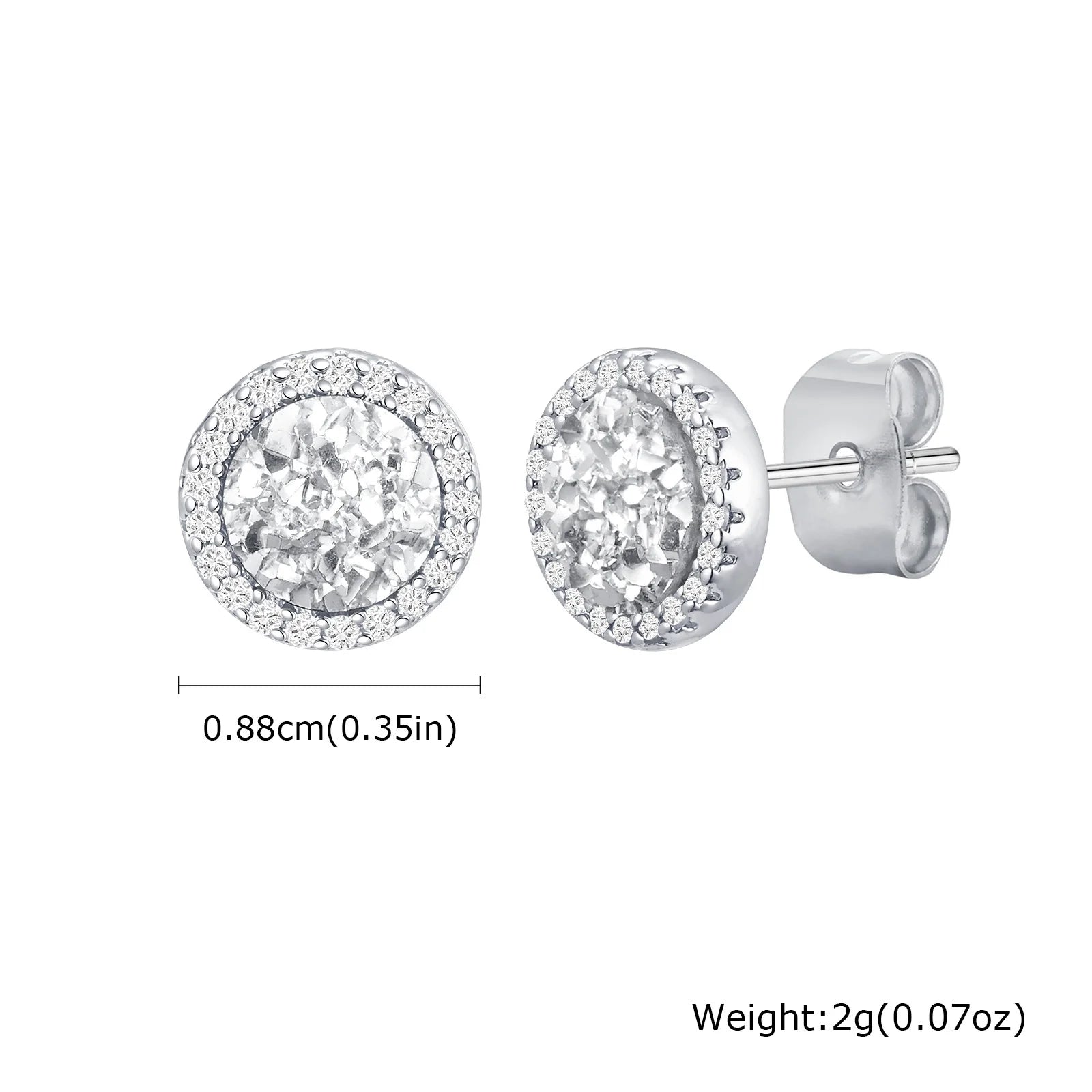 Zircon Stud Earrings — Stainless Steel