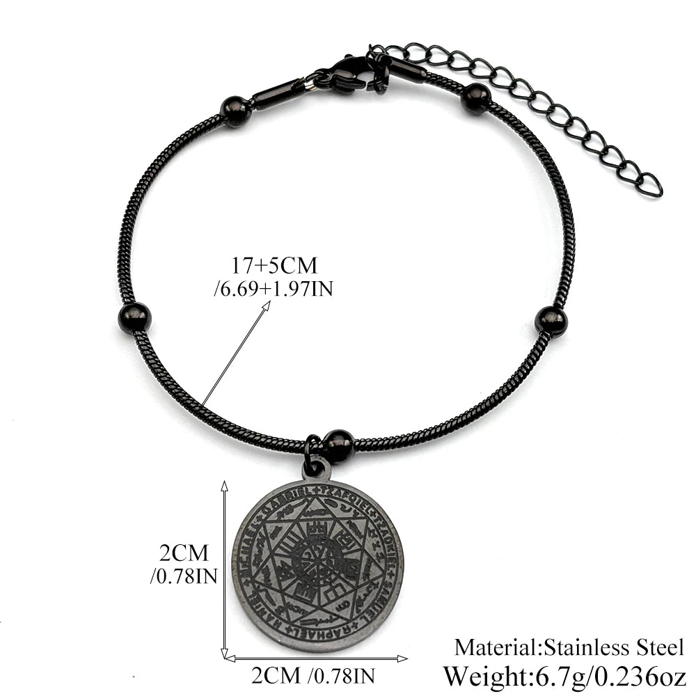 Seven Archangels Amulet Stainless Steel Bracelet for Women Men Seal of Salomon Talisman Christian Protection Hand Chain