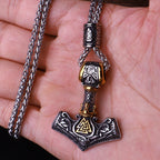 Multi Style Beaded Viking Thor's Hammer Pendant Necklace Stainless Steel Necklace Men Biker Mjolnir Amulet Jewelry