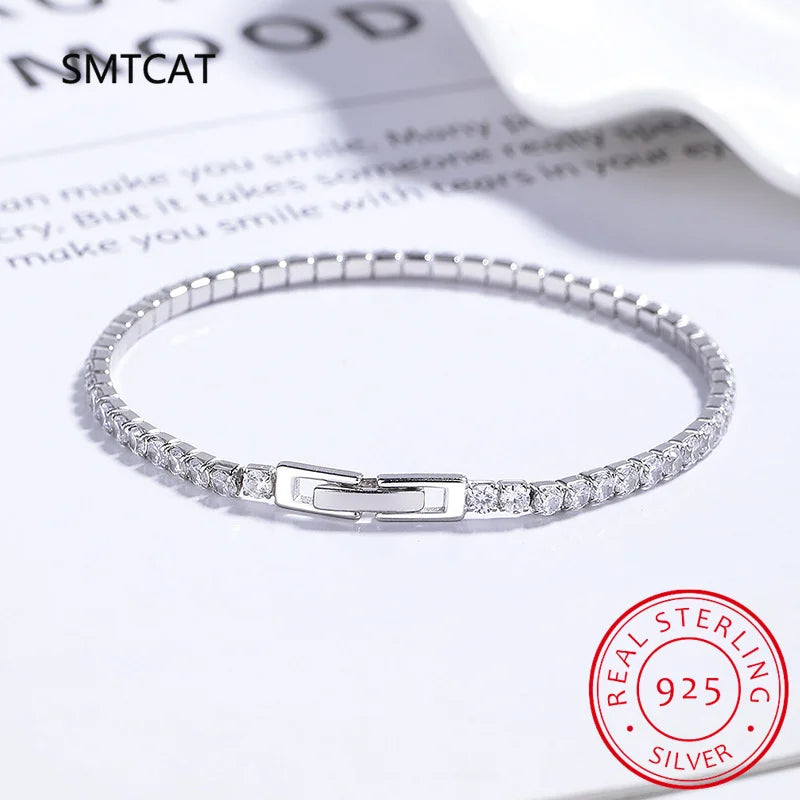 New 2&3&4mm Moisssanite Tennis Bracelet Original 925 Sterling Silver Jewelry Moisssanite Diamond Tennis Chain for Women