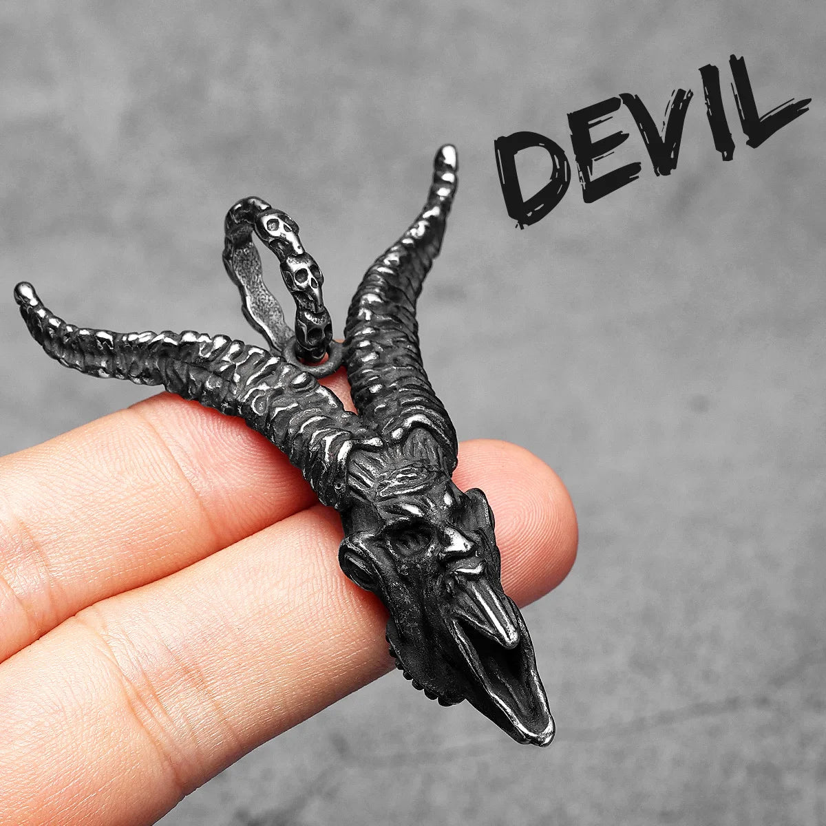 Goat Horn Devil Pendant Necklace — Stainless Steel