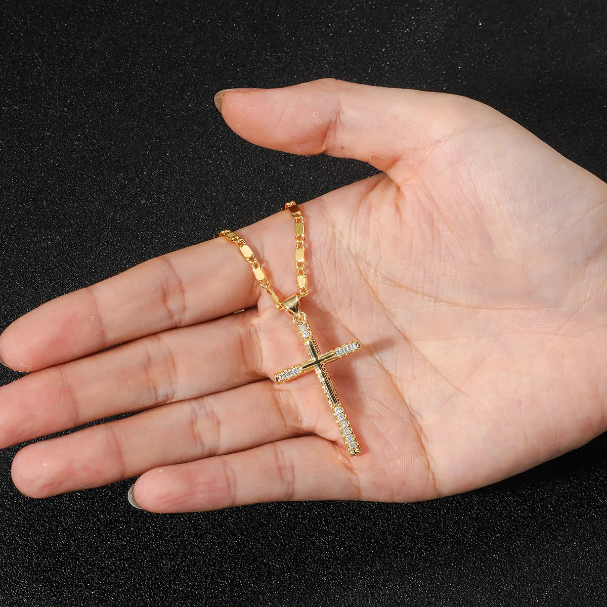 24K Gold Cross Pendant Necklace