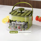 Compact Double Layer Ice Cube Tray with Lid and Bin, Pull-Out Ice Drawer with Portable Handle, Kitchen Accessories