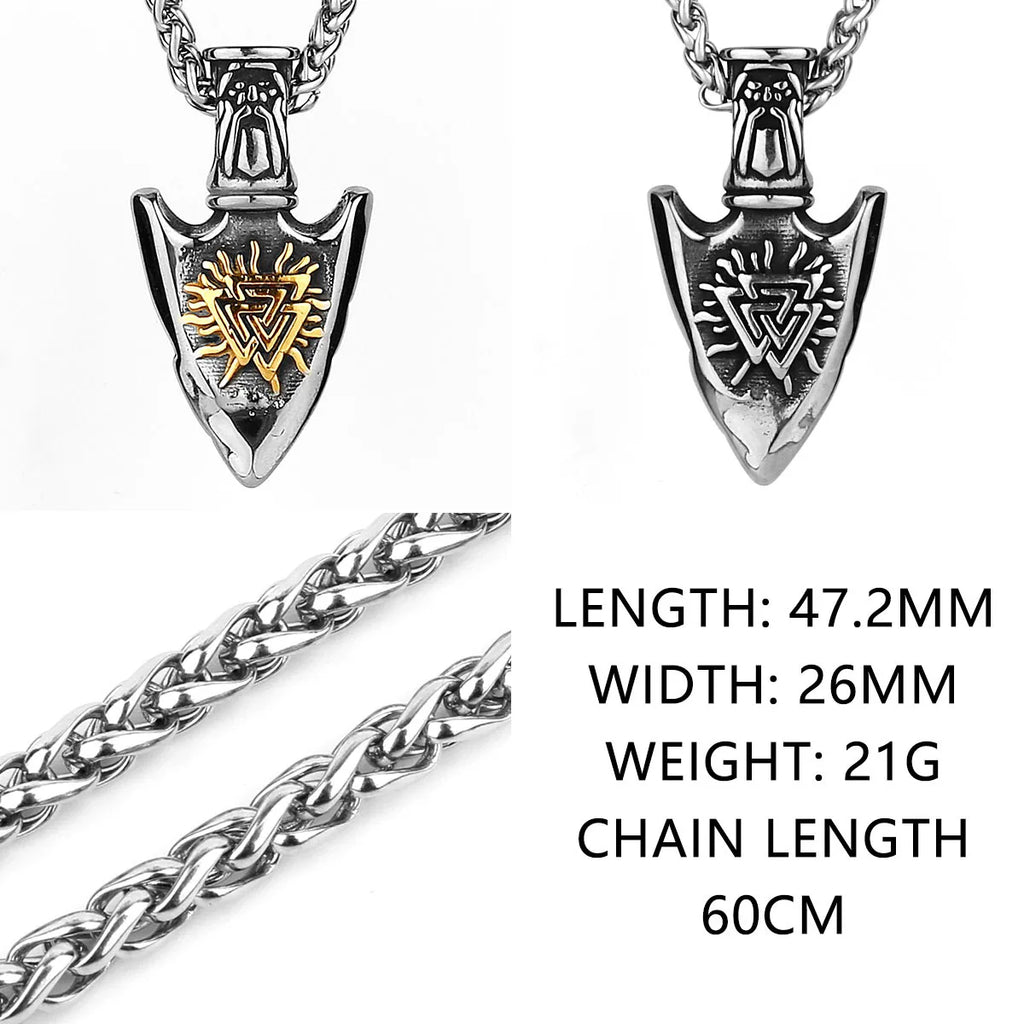 YQ 316L Stainless Steel Nordic Odin Viking Rune Spear Pendant Necklace For Men Punk Jewelry Accessories