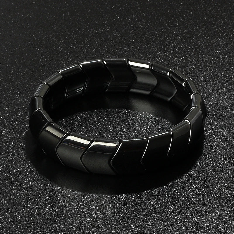 Hematite Therapy Stretch Bracelet — Mixed Metal