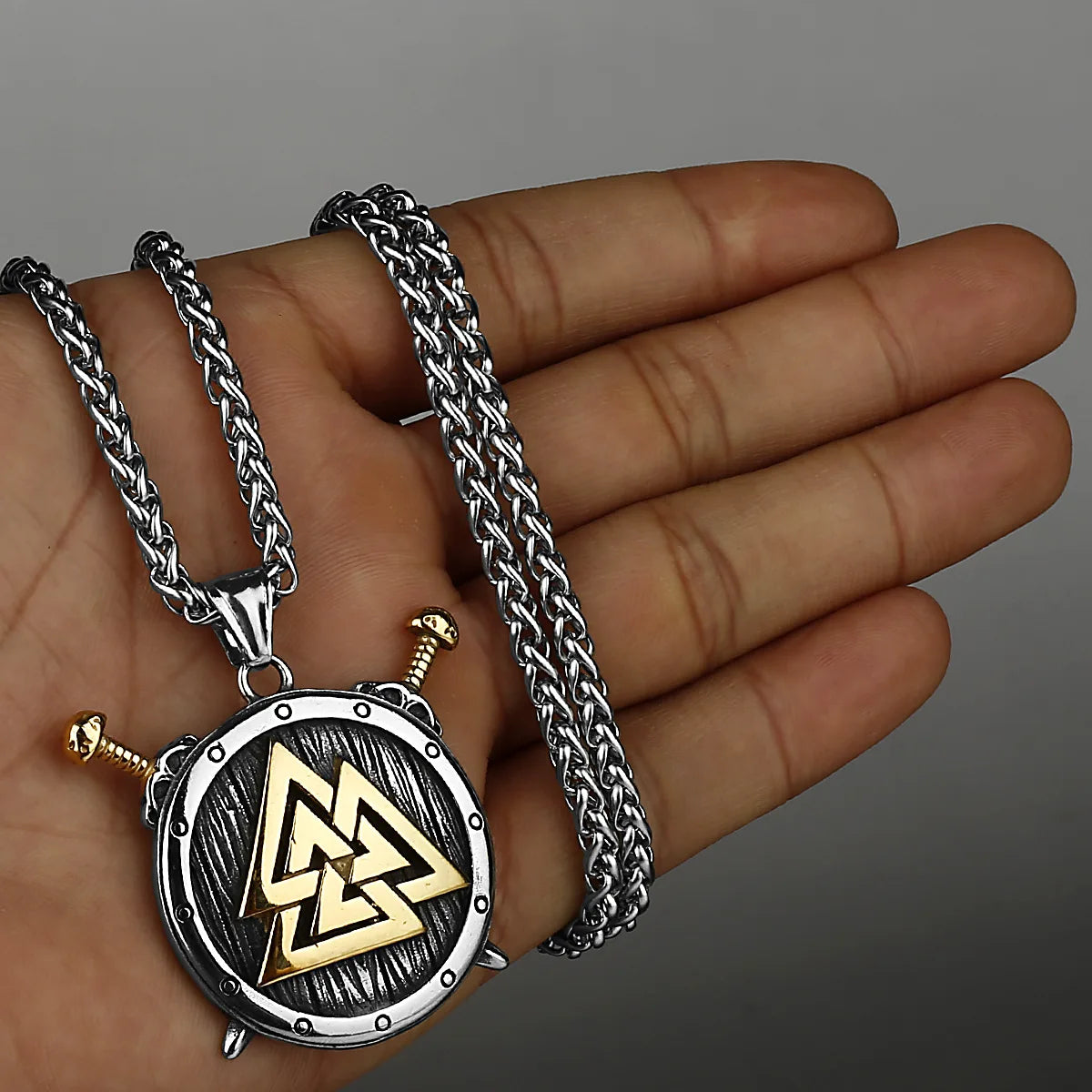 Valknut Steel Pendant 316L Odin Viking Warrior