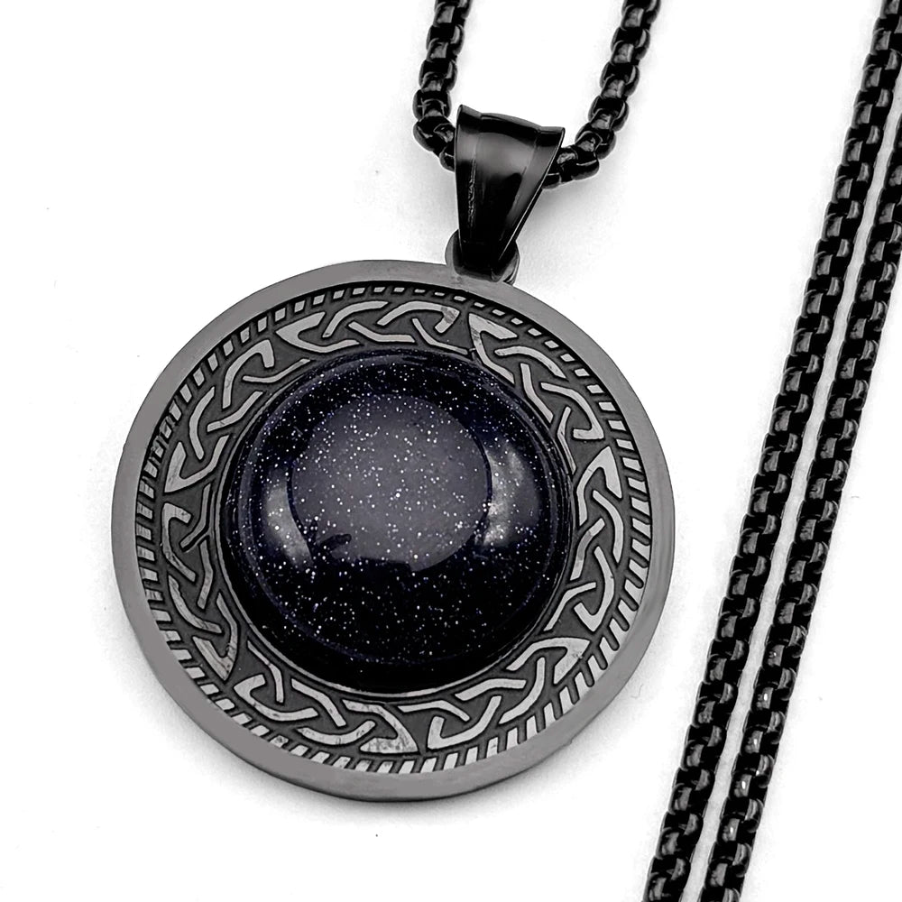 Celtic Knot Tiger Eye Pendant Necklace — Gold-Tone