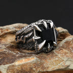 Dragon Claw Stone Ring — Stainless Steel