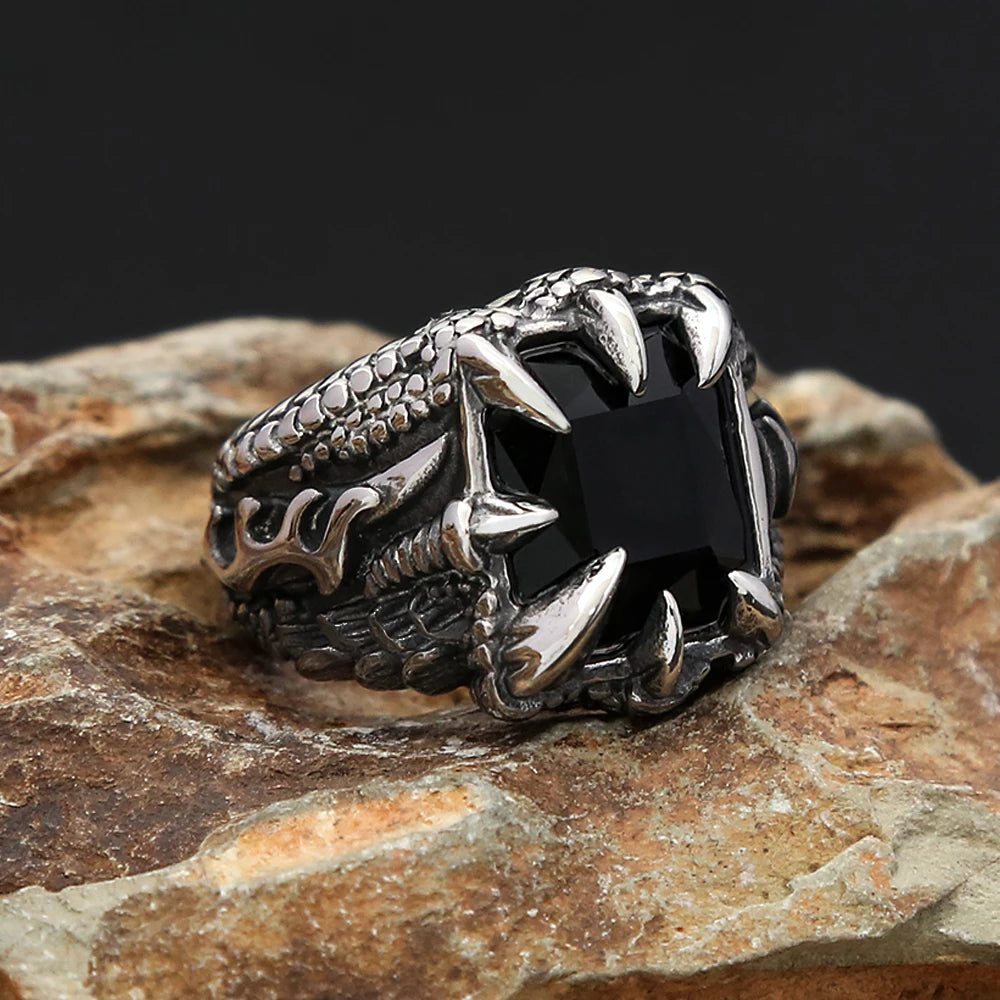 Dragon Claw Stone Ring — Stainless Steel