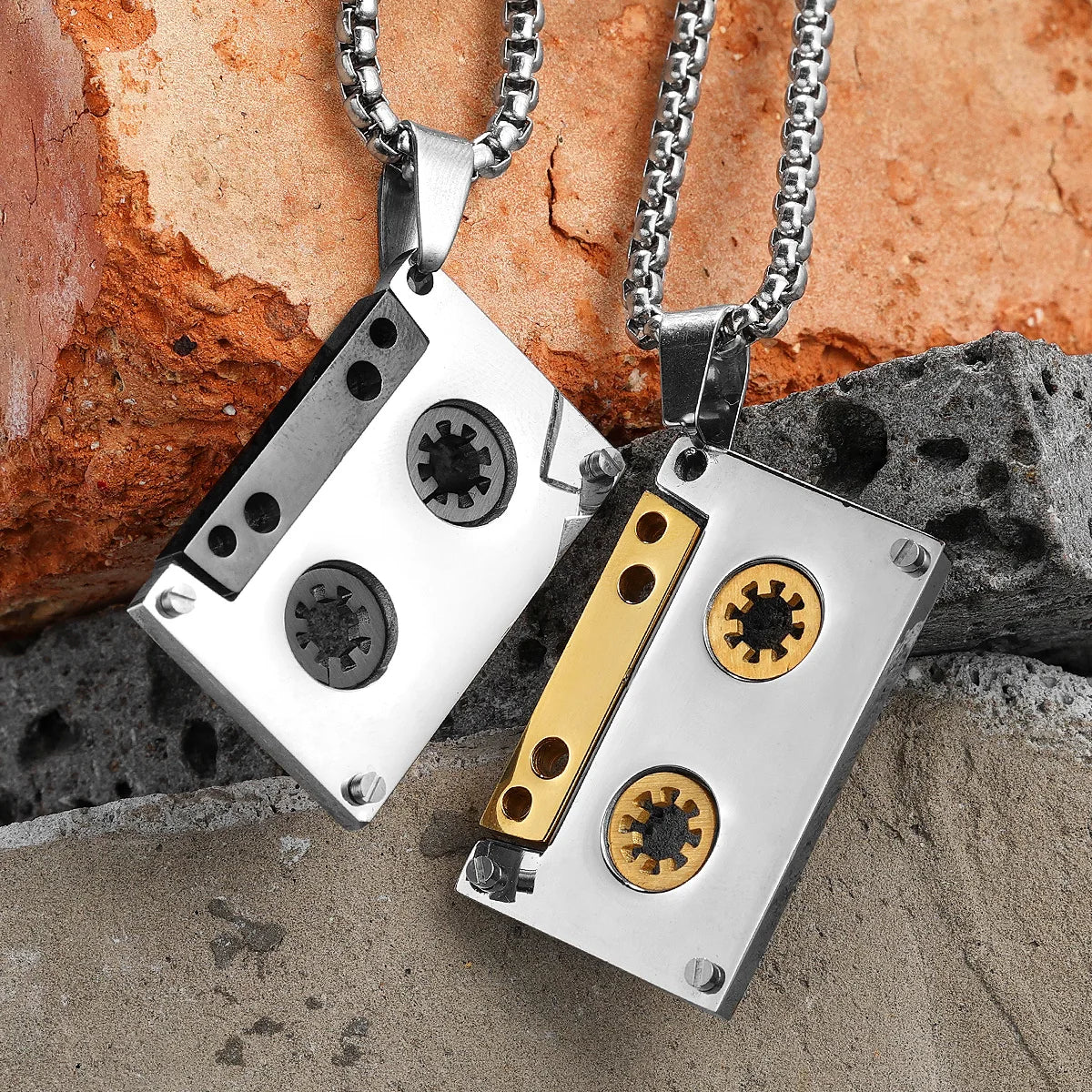 Music Player Tape Stainless Steel Jewelry Men Simple Necklace With Pendant For Male Women PunkHip Hop Accessories Gift Wholesale