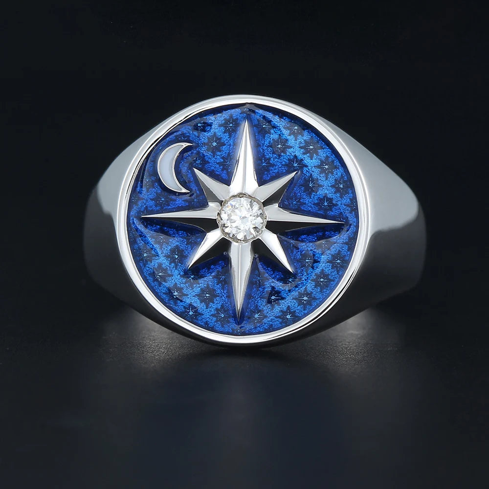 North Star Moon Ring — 925 Silver