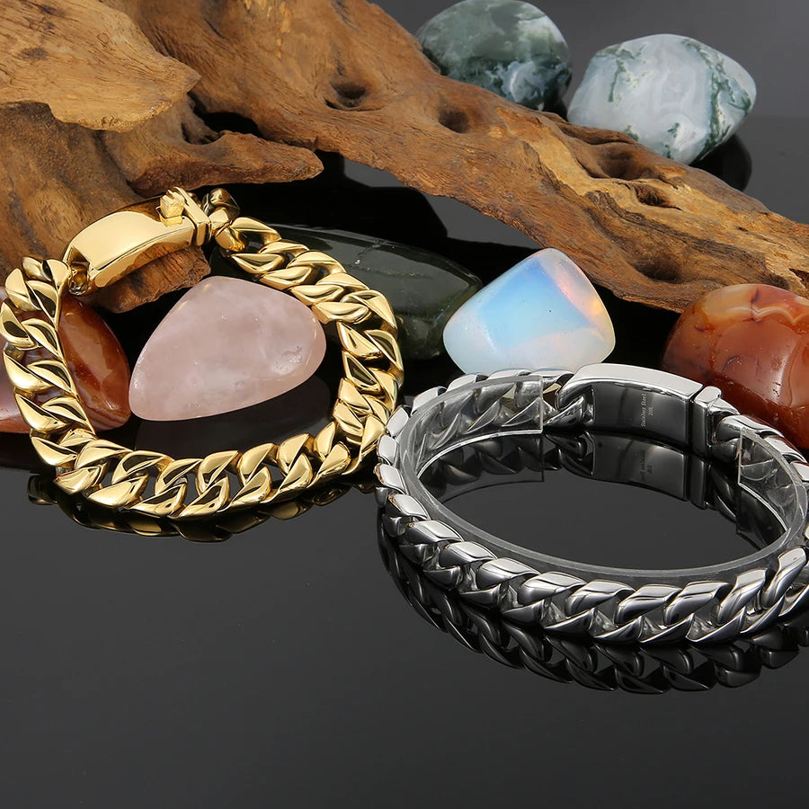 Luxury Gold Color Bracelet Man Friendship Men's Bracelets & Bangles In Metal Stainless Steel On Hand Jewelry Gifts For