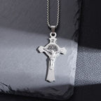 Saint Benedict Medallion Stainless Steel Pendant Zircon San Benito Collares Necklace Amulet Religious Cross Jesus