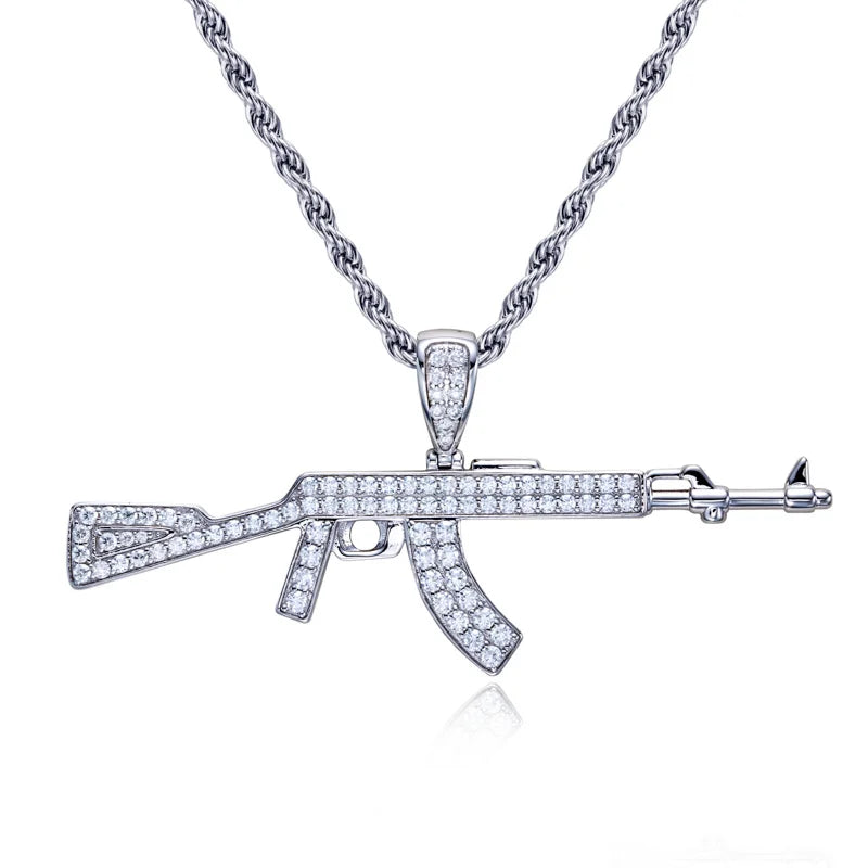 Iced Out AK Pendant — 925 Silver