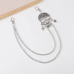 Double Layer Skull Keychain — Stainless Steel Beaded