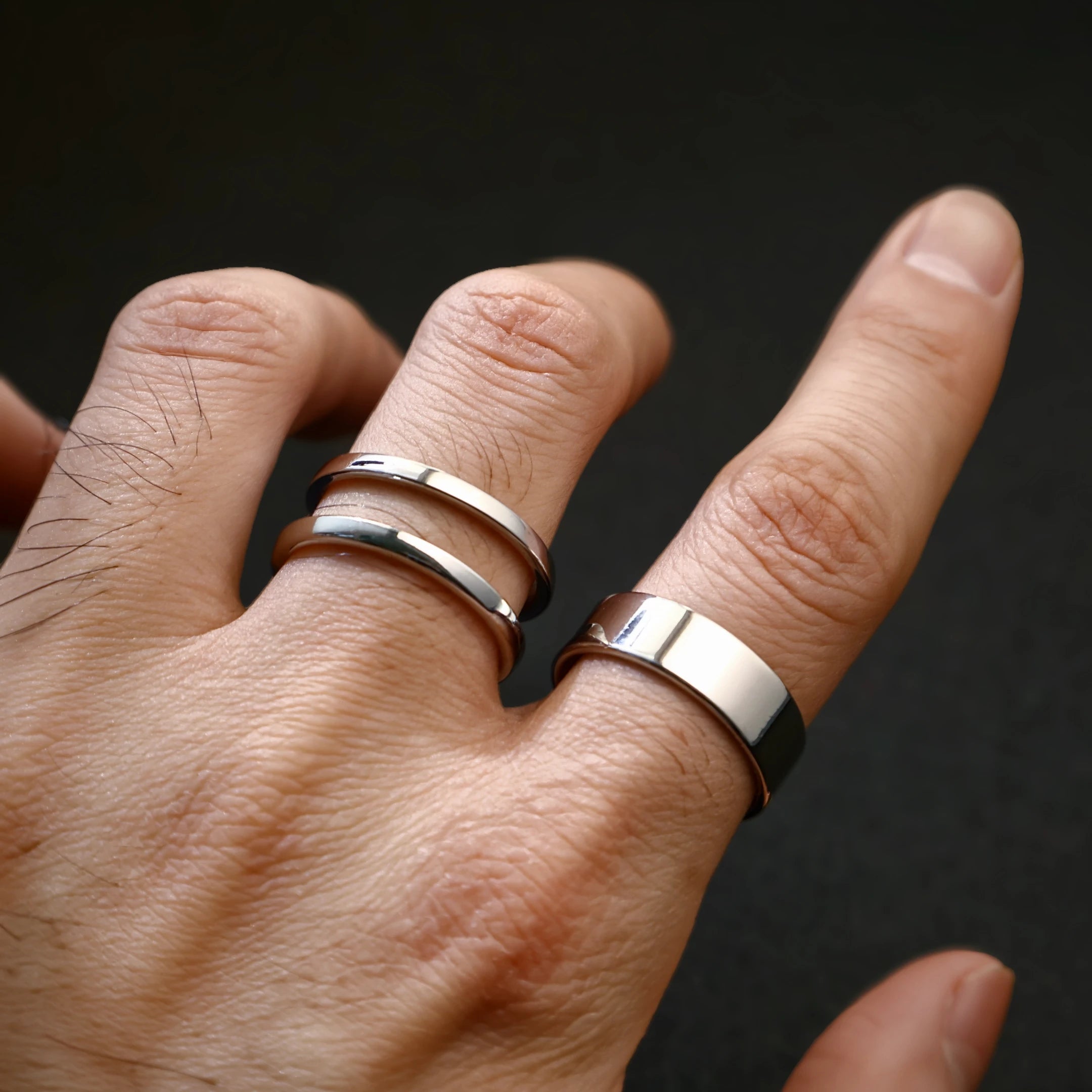 Retro 3 Stacking Rings Set Adjustable Open Ring For Men Gothic Punk Edgy Hiphop Silver-plated Copper Jewelry Accessories Gift