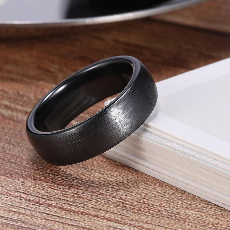 Ceramic Brushed Black Band Ring
