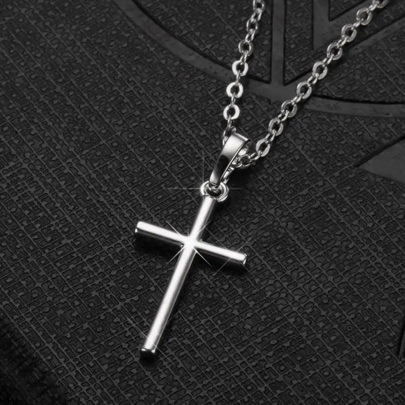 2022 Fashion Stainless Steel Necklace For Men Women Black Gold Color Silver Color Cross Pendant Chain Necklace Jewelry