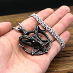 Gothic Punk Demon Sheep Skull Pendant Stainless Steel Pentagram Necklace For Men Women Unique Amulet Jewelry Gift