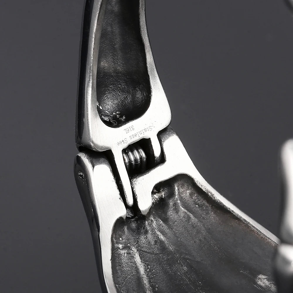 Gothic Stainless Steel Open Cuff Bangle Bracelet For Man Punk Skull Hand Shaped Men's Bracelets Rockers' Jewelry