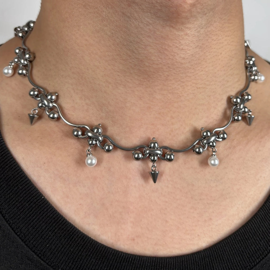 Punk Rivet Chain Choker Necklace Irregular Metal