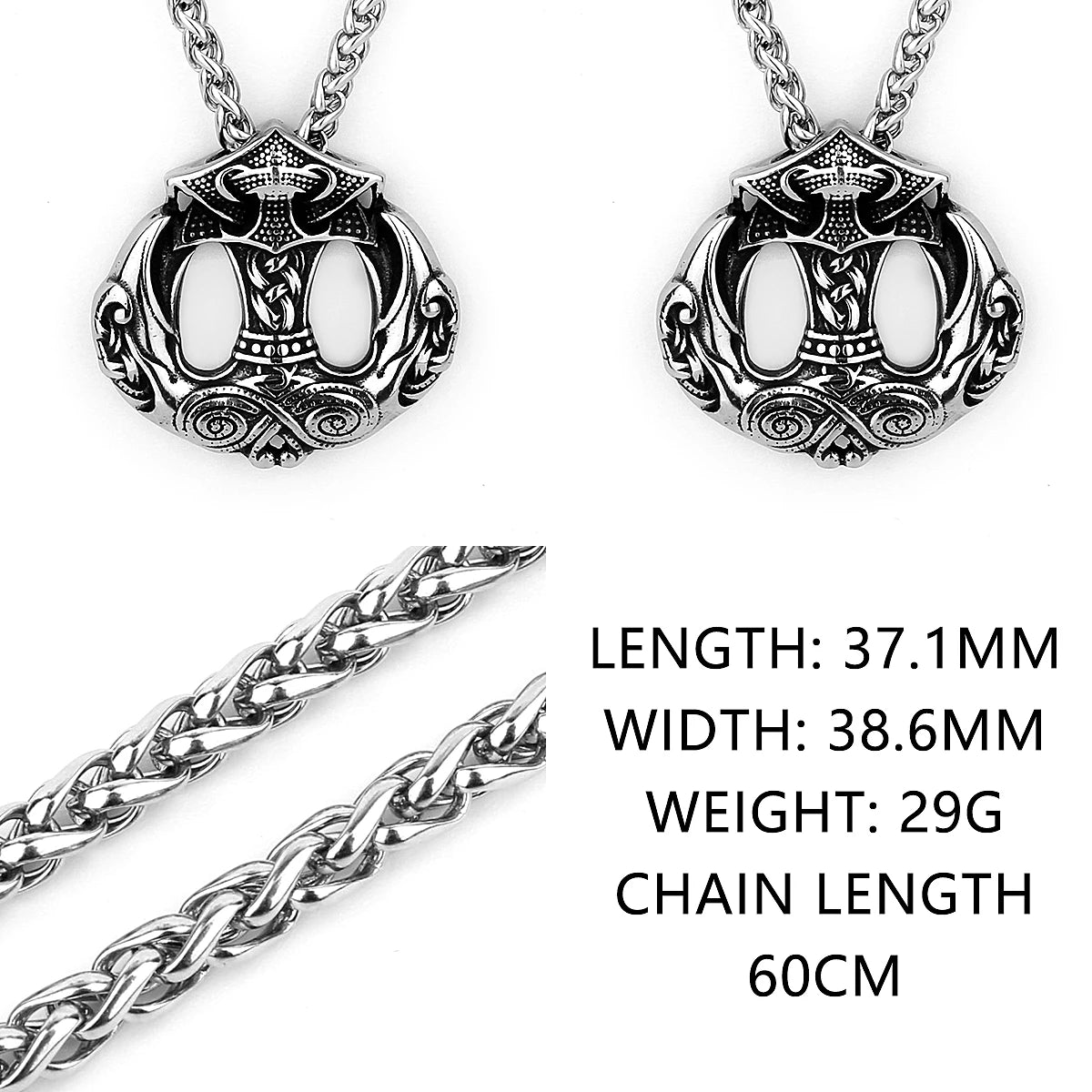 Viking Crow Anchor Pendant Necklace for Men — Stainless Steel